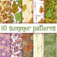 Vector set of handmade seamless summer patterns N2