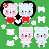 Teddy bear couple with different clothes N3