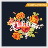 Floral Shabby Chic Graphic Design - for t-shirt fashion prints N4