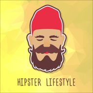 Hipster guy in a red fashion hat