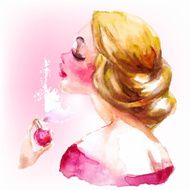 watercolor womÐ°n&#039;s profile with perfume