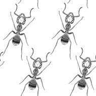 Zentangle stylized Black Ant seamless pattern Hand Drawn Termit