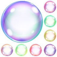 Set of colorful opaque soap bubbles