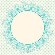 Greeting card with wreath of hand-drawn flowers N5