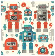 seamless Robot face pattern cartoon vector illustration N2
