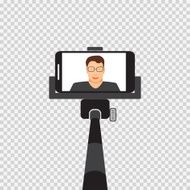 Self monopod with vector illustration