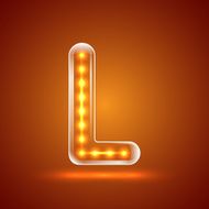 Glowing font illuminated letters Capital letter L