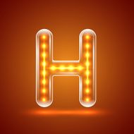 Glowing font illuminated letters Capital letter H