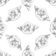 Seamless pattern with monochrome images of decorative elements