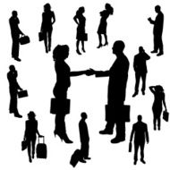 Vector silhouette of business people N6