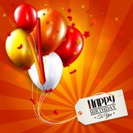 Birthday card with balloons confetti and tag for your text N2