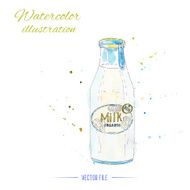 Bottle of milk Watercolor illustration