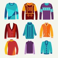 men&#039;s knitted sweaters icon set