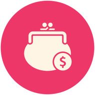 Purse and coin icon