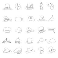 various black hats outline icons vector set eps10 N2