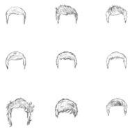 Vector Set of Sketch Mens Hairstyles N2
