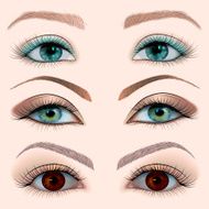 set of a female eye with makeup