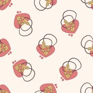 couple necklace cartoon seamless pattern background