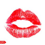 Print of pink lips Vector illustration on a white background N3