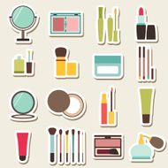 Set of beauty and cosmetics colorful icons