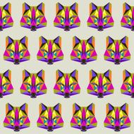 Abstract bright colored polygonal triangle geometric wolf seamless pattern