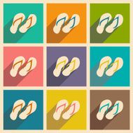 Flat with shadow icon and mobile applacation flip flops N2