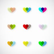set of abstract colorful heart pattern icon for design