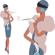 Retro young beautiful girl of 1920s style N2