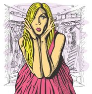Vector Surprised Blonde in Pink Dress N3