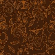 Seamless brown pattern of four different owls N2