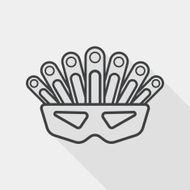 party mask flat icon with long shadow line N2