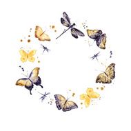 Butterflies Wreath frame Watercolor