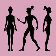 Vector silhouette woman on a white background