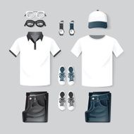 Vector fashion clothing cap t-shirt jean two tone hipster moc