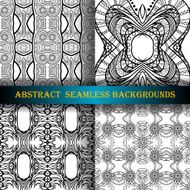 Vector Set of 4 Seamless Monochrome Abstract Pattern N6