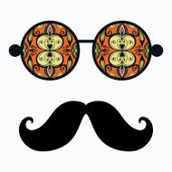Retro hipster sunglasses print for t-shirt card design elements N3