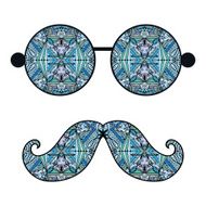 Retro hipster sunglasses print for t-shirt card design elements N4