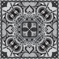 grey ornamental floral paisley bandanna N13