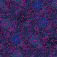 Vector seamless hand-drawn pattern with flowers and leaves N5