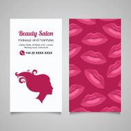 Beauty Salon business card design template with beautiful woman&#039;s profile N4
