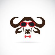 Vector images of buffalo wearing sunglasses on white background