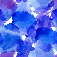 Seamless pattern with blue watercolor stains