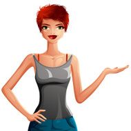 Beautiful coquette lady illustration upper body portrait N5