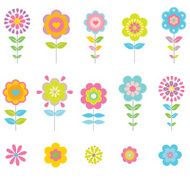 set of flowers vector icon illustration