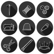 Set of hand drawn needle work icons
