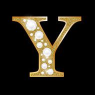 Letter Y of gold and diamond