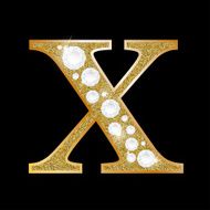 Letter X of gold and diamond