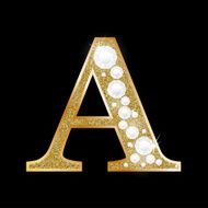 Letter A of gold and diamond