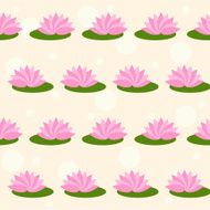 cartoon pink lotus isolated on soft cover seamless pattern background