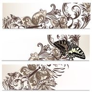 Floral brochures set with butterflies